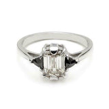 1ct Emerald Cut Diamond Accents Trilogy Engagement Ring 14k White Gold Finish