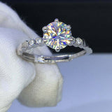 2ct Round Cut Diamond Engagement Ring Solitaire with Accents 14k White Gold Over