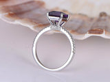 1ct Princess Cut Purple Amethyst Solitaire Engagement Ring 14k White Gold Finish