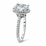 3.5Ct Oval Cut Diamond Halo Engagement Ring 14K White Gold Finish Round Accents