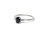 1ct Engagement Ring Oval Cut Blue Sapphire Three Stone 14k White Gold Finish