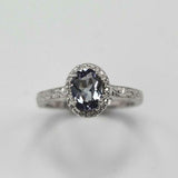 2ct Oval Purple Amethyst Engagement Ring Diamond Halo Vintage 14k WhiteGold Over