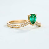 1.4ct Pear Green Emerald Curved Half Eternity Wedding Band 14k Yellow Gold Over