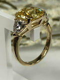 1.3ct Cushion Cut Yellow Sapphire 3 Stone Engagement Ring 14k White Gold Finish