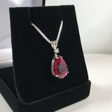 1.1ct Pear Cut Pink Ruby Solitaire Women Pendant 14k White Gold Finish NO CHAIN