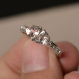 2ct Trillion Cut Peach Morganite Two Stone Engagement Ring 14k White Gold Finish