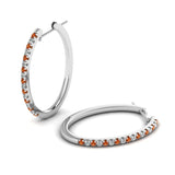 0.5ct Round Cut Orange Diamond Inside Out Hoop Earring 14k White Gold Finish New