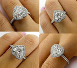 4.5ct Heart Diamond Hidden Halo Solitaire Engagement Ring 14K White Gold Over