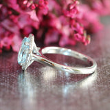 1ct Oval Cut Blue Aquamarine Halo Solitaire Engagement Ring 14k WhiteGold Finish