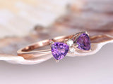 1ct Trillion Cut Purple Amethyst Bow Design Engagement Ring 14k Rose Gold Finish