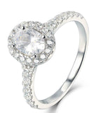 2ct Oval Cut Diamond Engagement Ring Halo 18k WhiteGold Finish with Round Accent