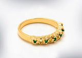 0.5ct Round Cut Green Emerald Floral Petite Wedding Band 14k Yellow Gold Finish