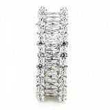 5Ct Baguette Cut Diamond Round Halo Eternity Wedding Band 14K White Gold Finish