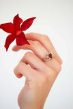 1ct Pear Cut Red Garnet Engagement Ring Floral Petal Solitaire 14k RoseGold Over