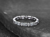 1.35ct Wedding Ring Band Baguette Cut Diamond Full Eternity 14k White Gold Over