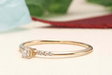 Petite Solitaire with Accents Ring 1ct Round Cut Diamond 14k Yellow Gold Finish