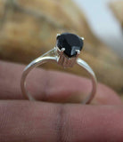 1ct Engagement Ring Pear Cut Black Diamond Solitaire Women 14k White Gold Finish