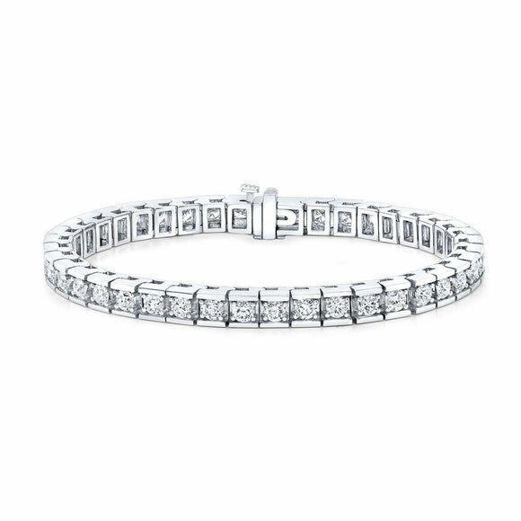 18Ct Round Sparkle Diamond Square Links Tennis Bracelet 14K White Gold Finish