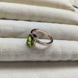 1.5ct Engagement Ring Emerald Cut Green Peridot Solitaire 14k Rose Gold Finish