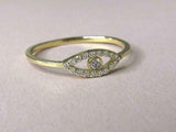 Evil Eye Minimalist Engagement Ring 1ct Round Cut Diamond 14k Yellow Gold Finish