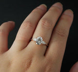 Pear Accents Trilogy Engagement Ring 2.1ct Oval Cut Diamond 14k Rose Gold Finish