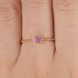 0.2ct Round Cut Pink Ruby Princess Crown Tiara Engagement Ring 14k RoseGold Over