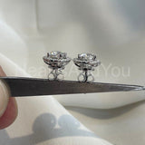 1.5ct Round Cut Moissanite Open Halo Stud Earrings Women 14K White Gold Plated