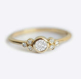 1ct Round Cut Diamond Engagement Ring 14k Yellow Gold Finish Minimalist Petite