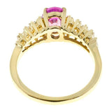 2ct Oval Cut Pink Sapphire Engagement Ring Baguette Accent 14k YellowGold Finish