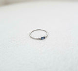 0.2ct Engagement Ring Baguette Cut Blue Sapphire Trilogy 14k White Gold Finish