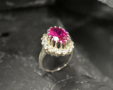 2.55ct Engagement Ring Oval Cut Pink Ruby Cocktail 14k White Gold Finish