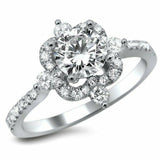 2.5Ct Round Cut Diamond Unique Halo Design Engagement Ring 14K White Gold Finish