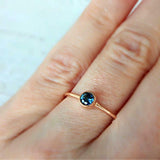 1ct Round Blue Sapphire Engagement Ring Bezel Set Solitaire 14k Rose Gold Finish