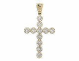 1.2ct Round Cut VVS1D Diamond Pendant Halo Cluster Cross 14k Yellow Gold Finish