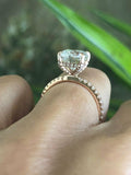 3ct Oval Cut Diamond Engagement Ring Hidden Halo 14k Rose Gold Over Round Accent