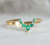 1.2ct Pear Cut Green Emerald Engagement Ring 14k Yellow Gold Finish Crown Tiara