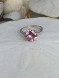 1.43ct Engagement Ring Round Cut Pink Sapphire Solitaire 14k White Gold Finish