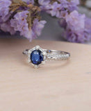 2ct Oval Cut Blue Sapphire Engagement Ring 14k WhiteGold Finish Unique Solitaire