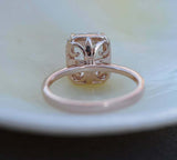 1.5ct Engagement Ring Radiant Cut Diamond Halo Solitaire 14k Rose Gold Finish