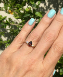 1.3ct Engagement Ring Pear Cut Red Garnet Three Stone 14k Yellow Gold Finish