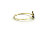 0.4ct Oval Blue Sapphire 2 Stone Minimalist Engagement Ring 14k Yellow Gold Over