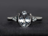 3ct Engagement Ring Oval Cut Diamond Petite Solitaire Design 14k White Gold Over