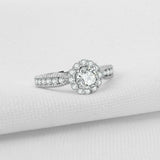 2.5ct Round Cut Diamond Milgrain Solitaire with Accent Ring 14k WhiteGold Finish