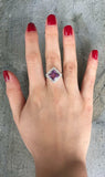 2ct Engagement Ring Asscher Cut Purple Amethyst Diamond Halo 14k White Gold Over