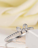 Bow Knot Ribbon Engagement Ring 0.25ct Round Cut Diamond 14k White Gold Finish