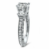 2.5Ct Round Cut Diamond Vintage Trilogy Engagement Ring 14K White Gold Finish