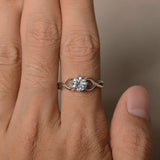 1.5ct Round Cut Blue Aquamarine Engagement Ring 14k White Gold Finish Infinity