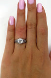 3Ct Round Diamond Sapphire Vintage Art Deco Engagement Ring 14K White Gold Over