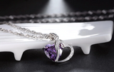 1ct Heart Cut Purple Amethyst Pendant Heart Shape 14k White Gold Finish NO CHAIN