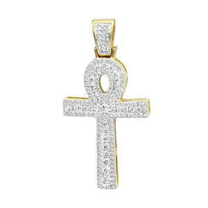 4Ct Round Cut Diamond Cluster Celtic Cross Pendant 14K Yellow Gold Over NO CHAIN